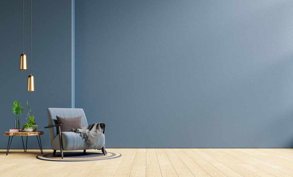 living-room-interior-room-wall-mockup-dark-tones-blue-armchair-with-coffee-table3d-rendering